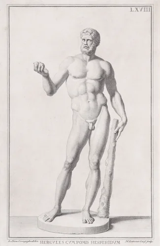 Plate LXVIII (68): Hercules, from "Museum Florentinum" (Statuae antiquae dorum et virorum illustrium) by Marc'Antonio Corsi, print, 1734