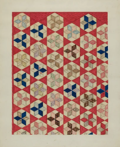 Patchwork Quilt - "Evening Star" by Lon Cronk, index of american design, 1936