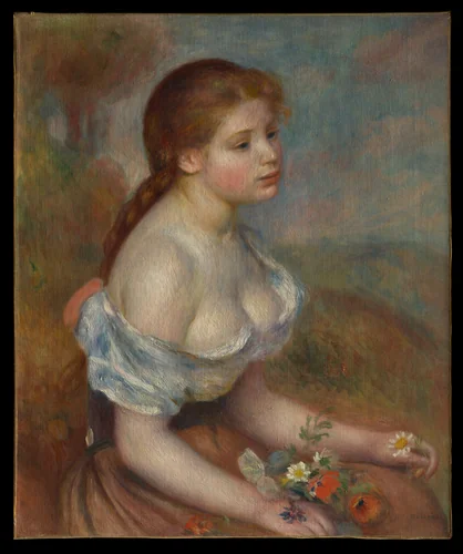A Young Girl with Daisies by Auguste Renoir, painting, 1889