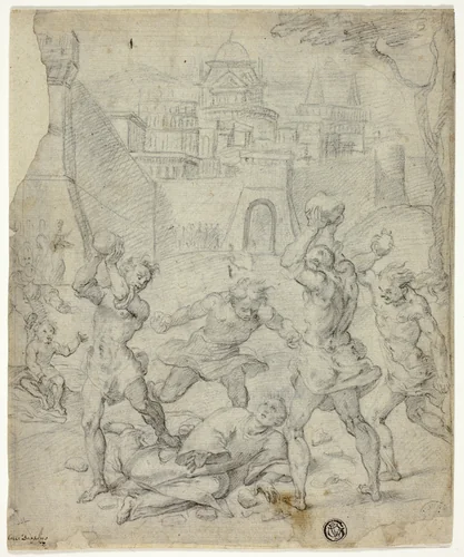 Stoning of Staint Stephen by Unknown Artist, drawing, 1598-1602