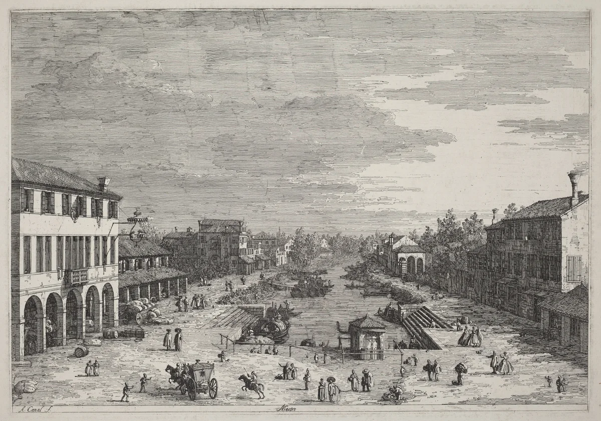 Mestre by Canaletto, print, 1735-1746