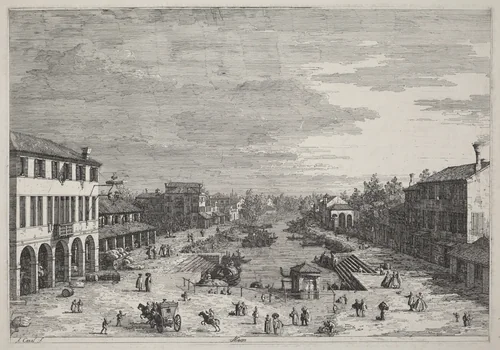 Mestre by Canaletto, print, 1735-1746