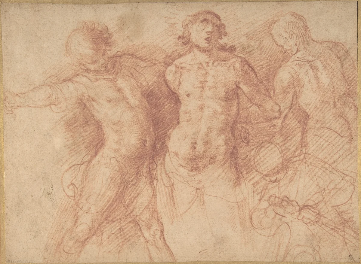 The Flagellation of Christ by Bernardo Cavallino, drawing, 1630-1654