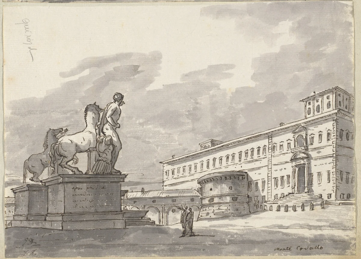 Monte Cavallo, with the Horse Tamers by Jacques-Louis David, drawing, 1775-1780