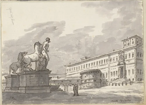 Monte Cavallo, with the Horse Tamers by Jacques-Louis David, drawing, 1775-1780