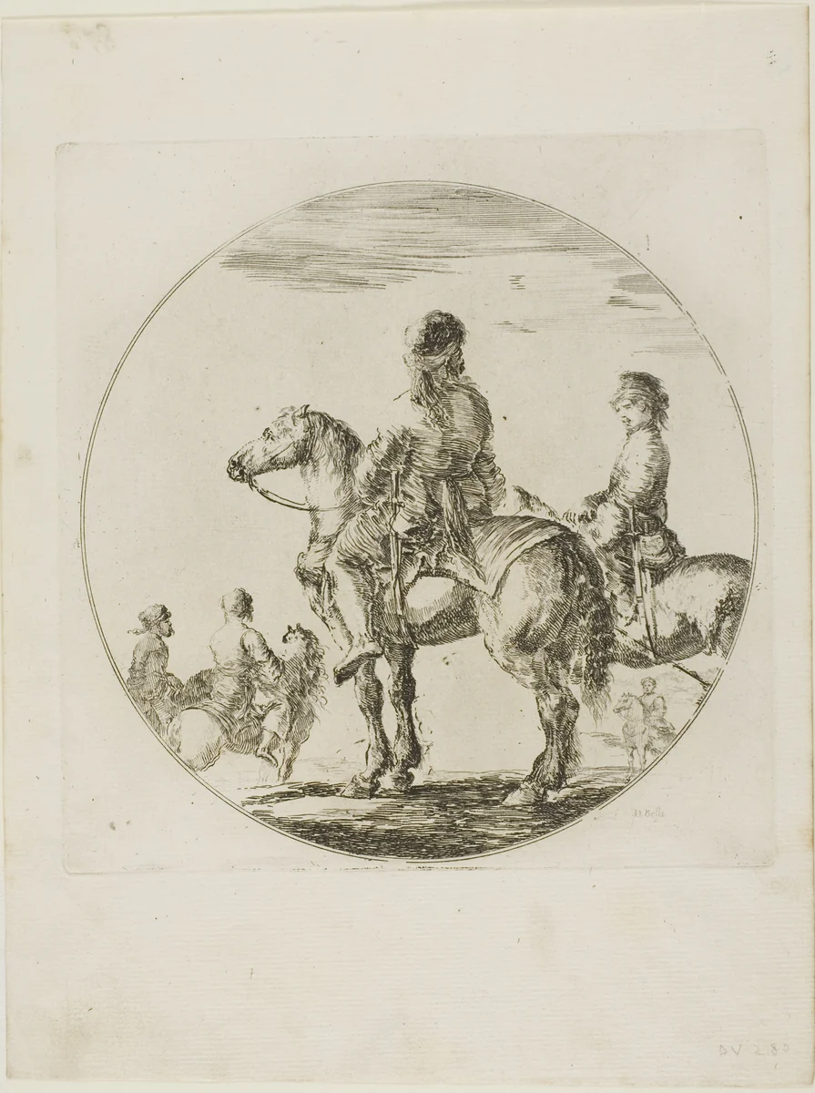 Two Polish Horsemen by Stefano della Bella, print, 1646-1656