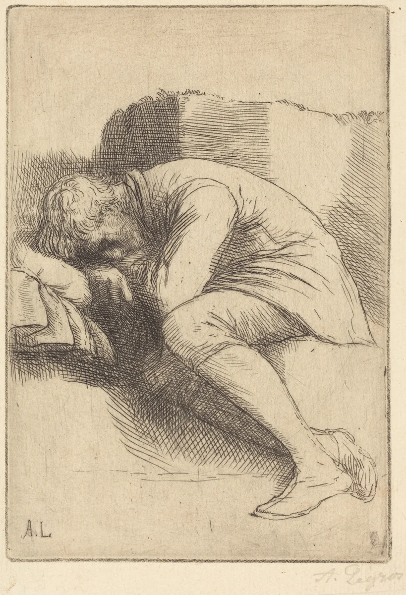 Sleeper (Un dormeur) by Alphonse Legros, print, 1837-1911