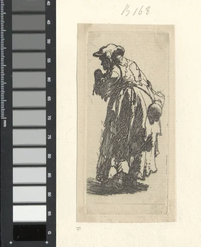Oude bedelares met kalebas by Rembrandt van Rijn, book, 1628-1632