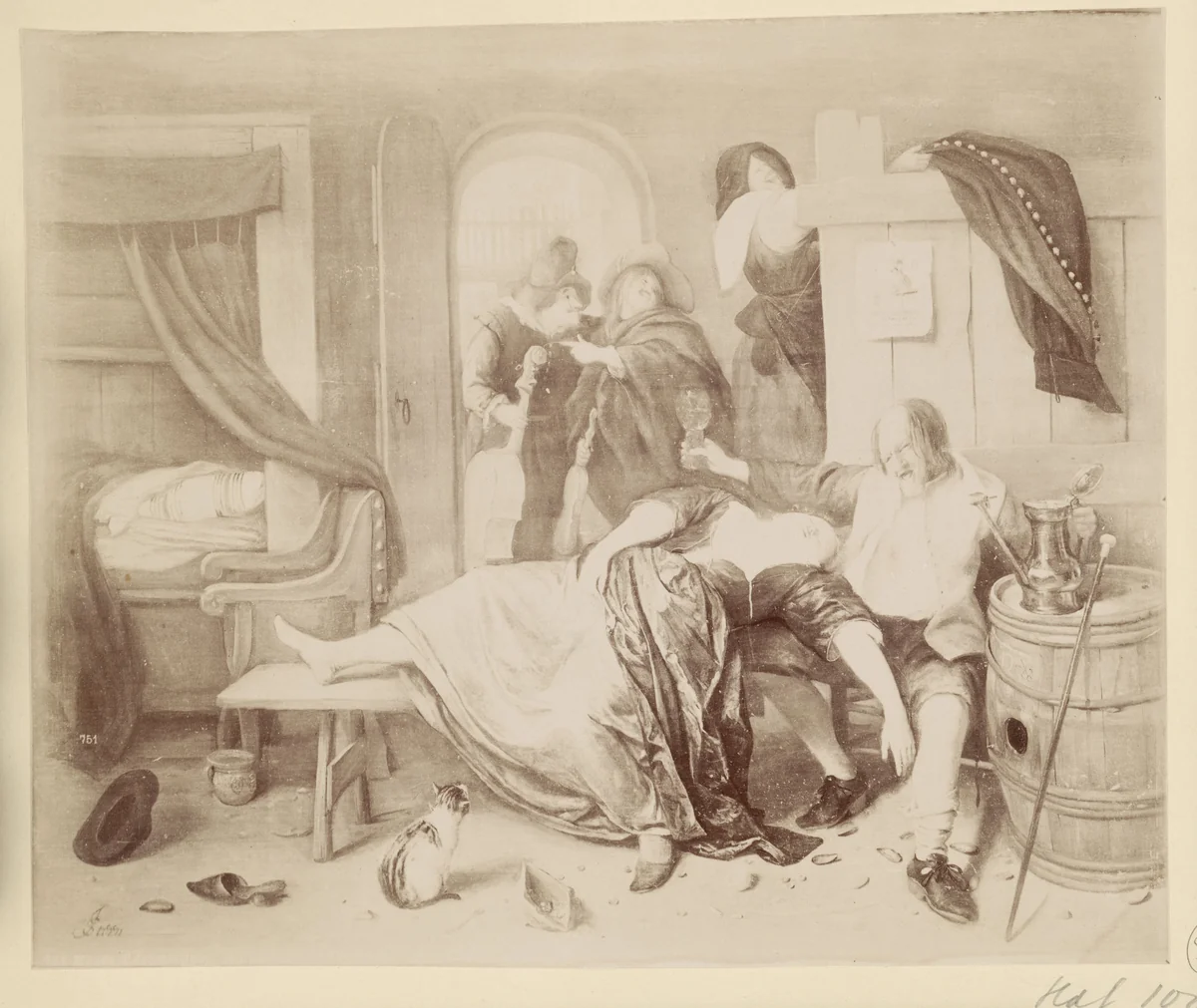 Fotoreproductie van het schilderij Het dronken paar door Jan Steen by anonymous, photograph, 1867-1880