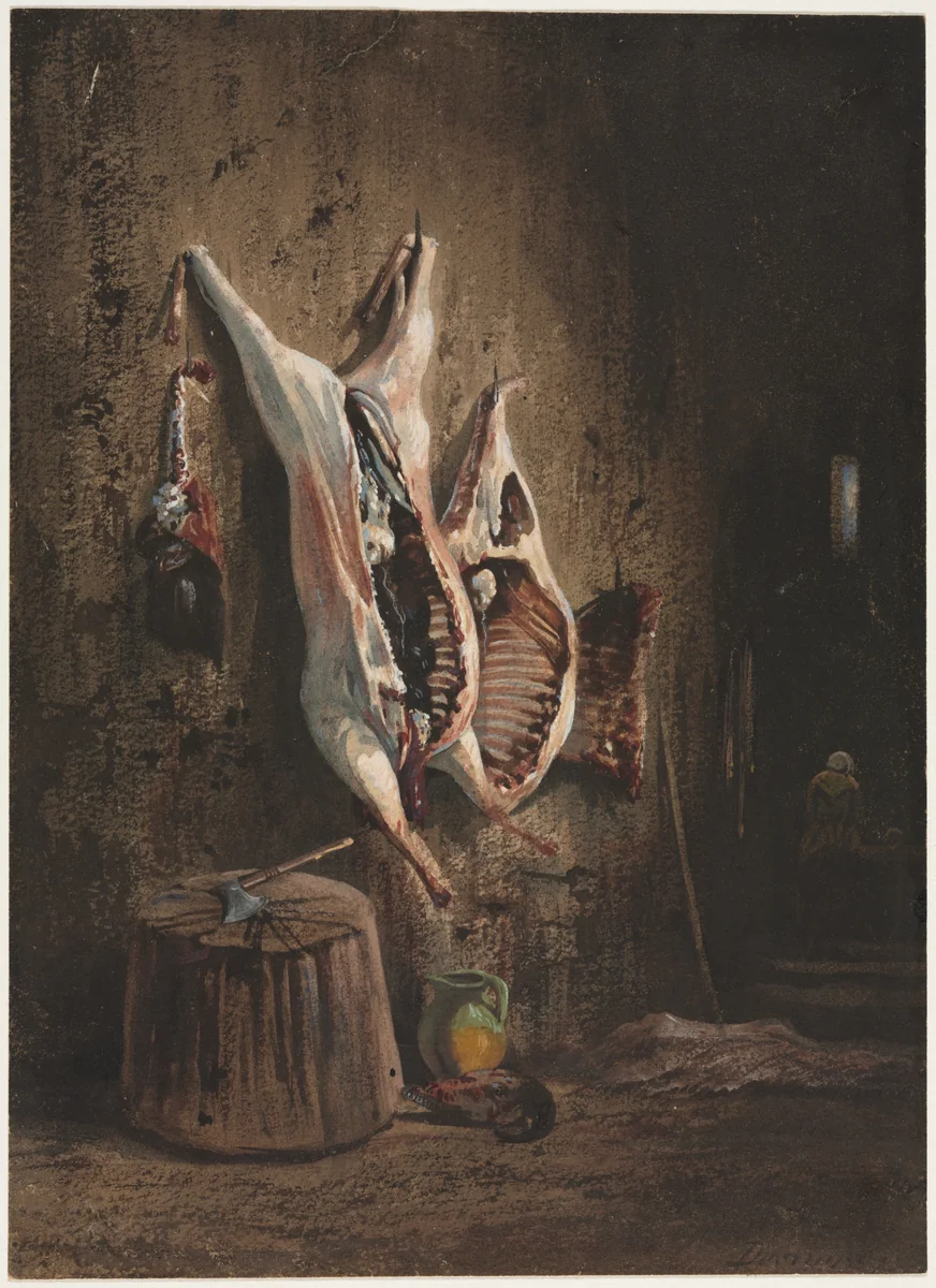 Carcasses by Alexandre-Gabriel Decamps, drawing, 1840-1860
