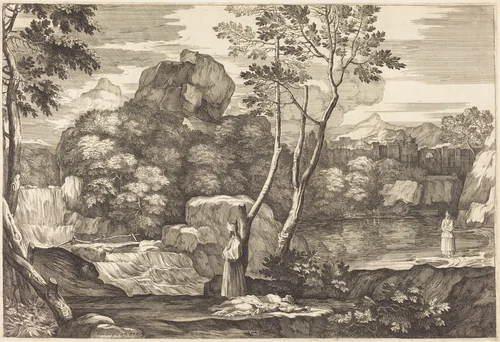 The Levite and the Priest Pass the Man Without Helping Him by Sébastien Bourdon, print, 1616-1671