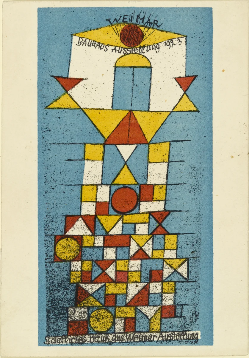 The Sublime Side postcard for "Bauhaus Exhibition Weimar 1923" (Die erhabene Seite Postkarte zur "Bauhaus-Ausstellung Weimar 1923") by Paul Klee, print, 1923