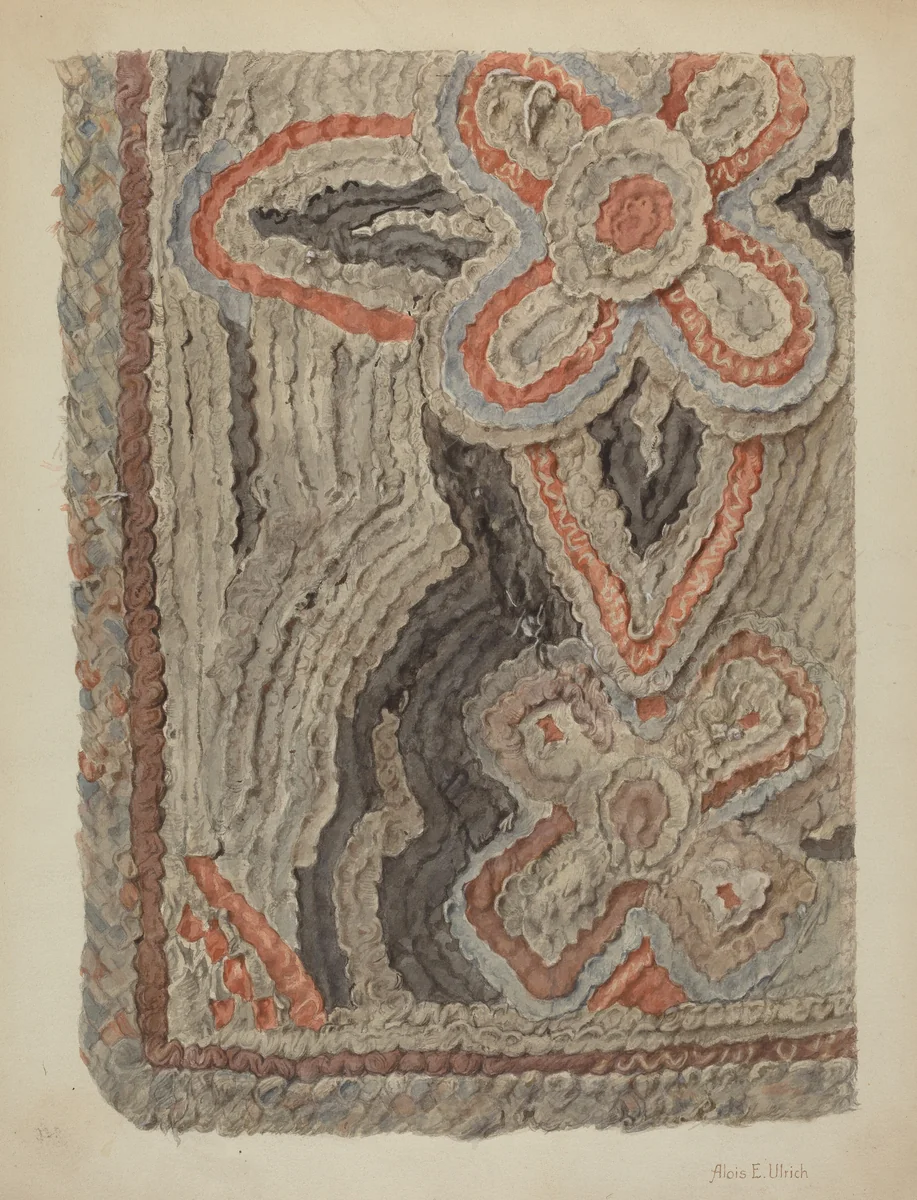 Shaker Rug by Alois E. Ulrich, index of american design, 1935-1942