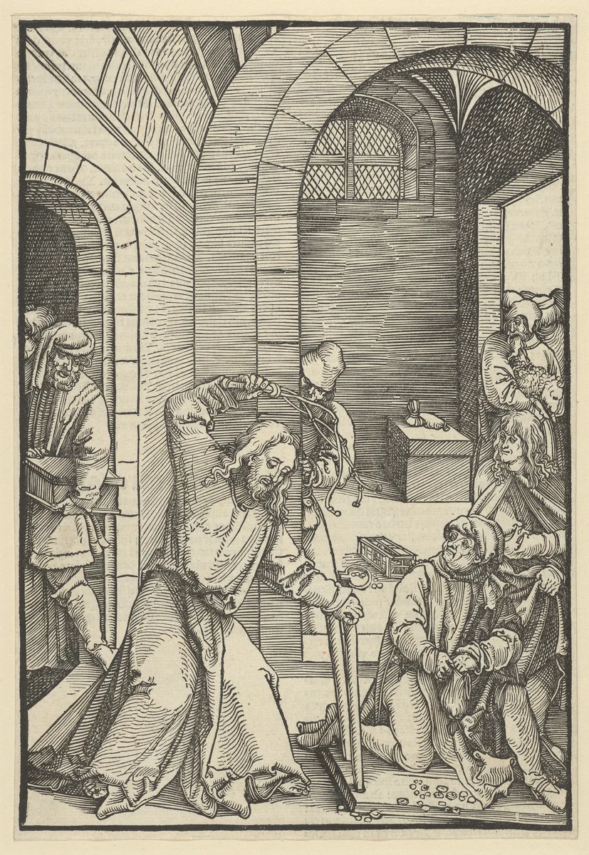 Christ Purifying the Temple, from "Speculum passionis domini nostri Ihesu Christi" by Hans Schäufelein, print, 1507