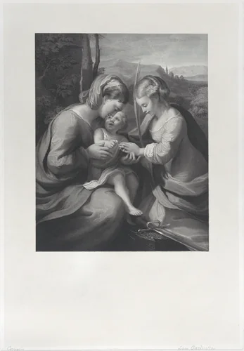 The mystic marriage of Saint Catherine by Georg Jacob Felsing, print, 1826-1836