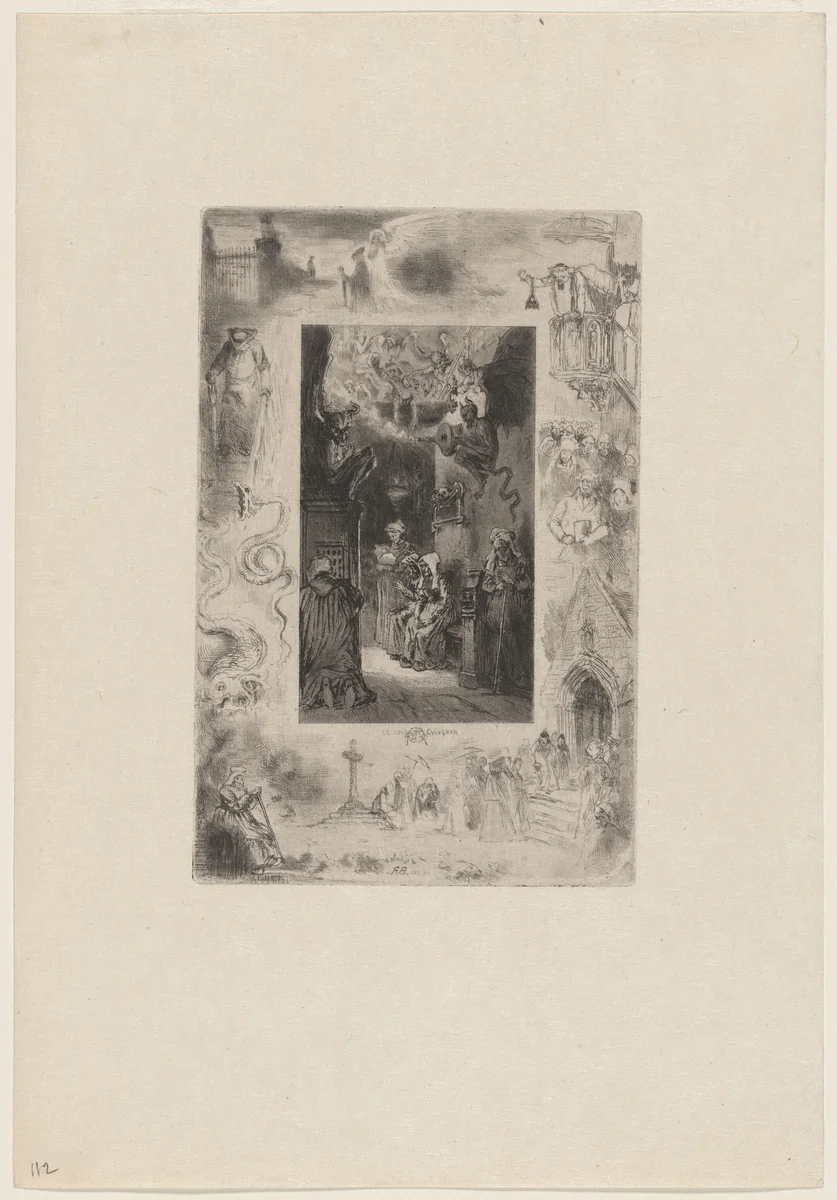 La Cure de Cucagnan by Félix-Hilaire Buhot, print, 1847-1898