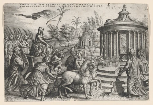 The Triumph of Chastity on Love, from the Triumphs of Petrarch by Georg Pencz, print, 1529-1549