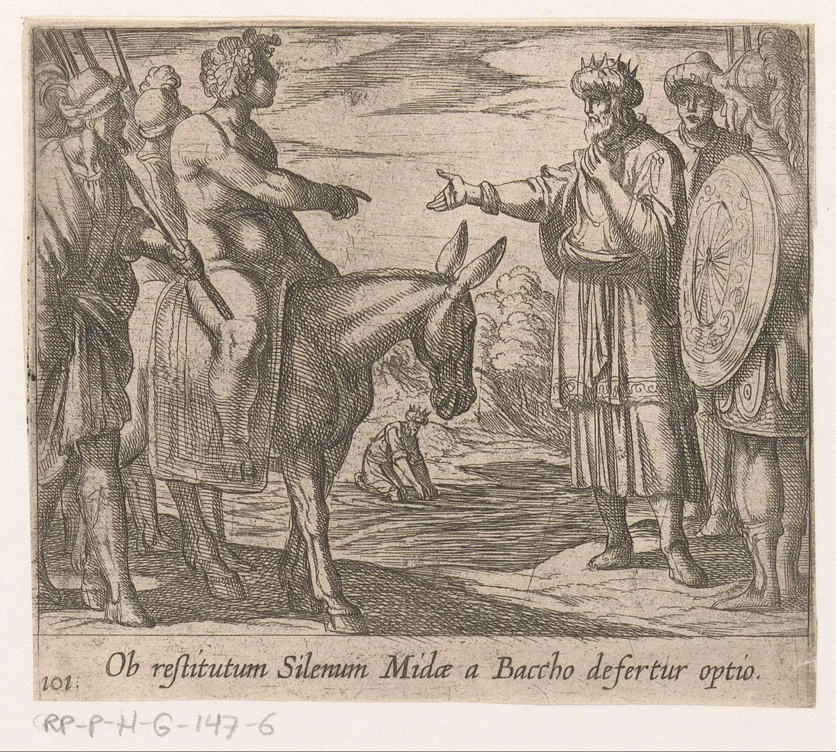 Bacchus staat Midas een wens toe by Antonio Tempesta, print, 1606-1638