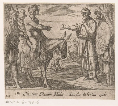 Bacchus staat Midas een wens toe by Antonio Tempesta, print, 1606-1638
