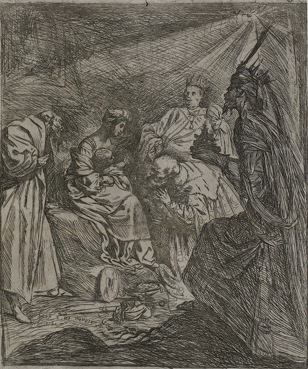Adoration of the Kings by Claude Vignon, print, 1619