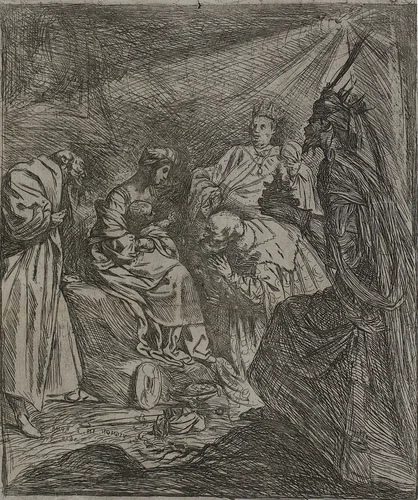 Adoration of the Kings by Claude Vignon, print, 1619