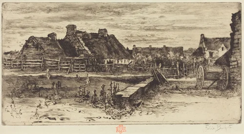 Les Grandes Chaumières by Félix-Hilaire Buhot, print, 1847-1898