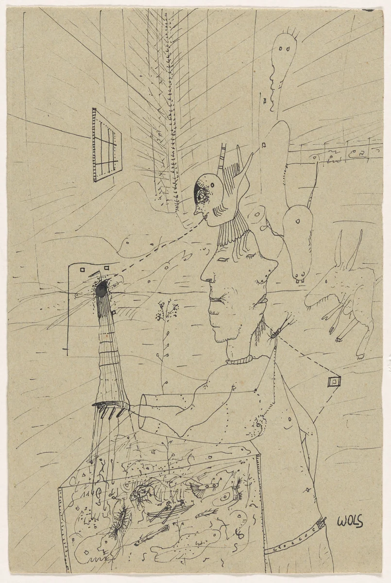 Janus portant l’aquarium –La Fête de Janus –Janus-Bifrons by Wols, drawing, 1940