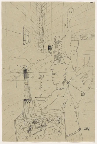Janus portant l’aquarium –La Fête de Janus –Janus-Bifrons by Wols, drawing, 1940