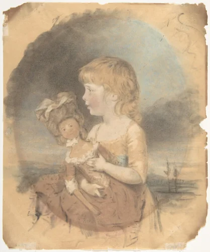Child Holding a Doll by John Downman, drawing, 1780