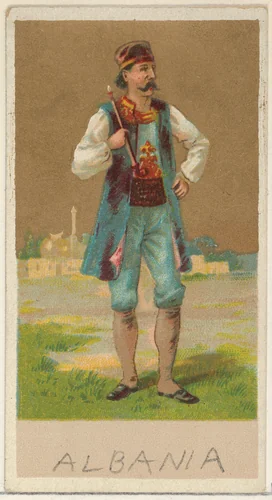 Albania, from the Natives in Costume series (N16), Teofani Issue, for Allen & Ginter Cigarettes Brands by Allen & Ginter, print, 1886-1900