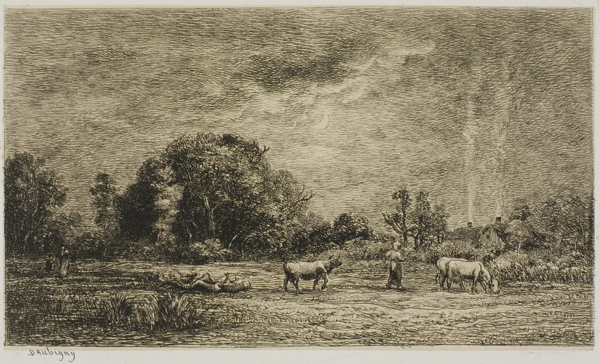 Moonrise by Charles-François Daubigny, print, 1861