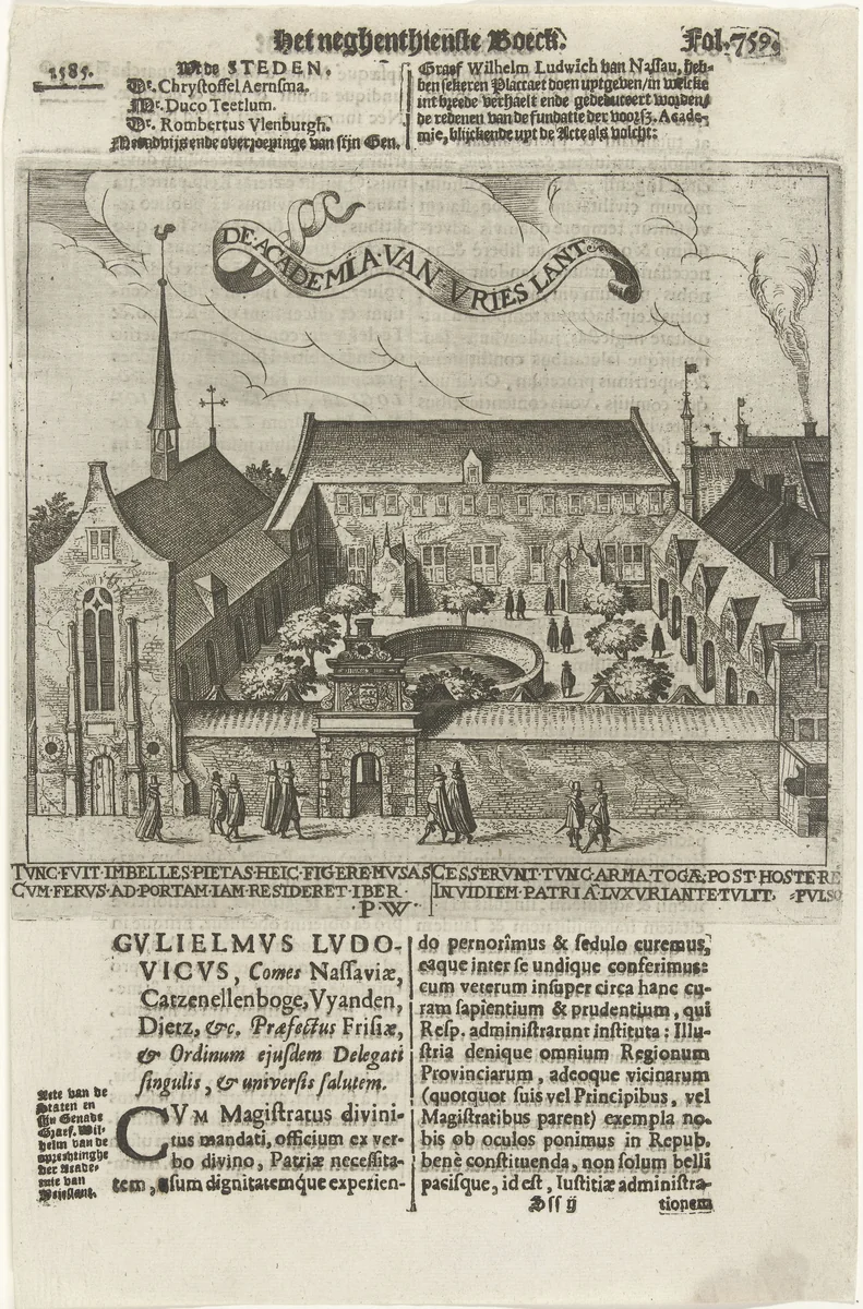 Universiteit van Franeker by Pieter Feddes van Harlingen, print, 1611-1623