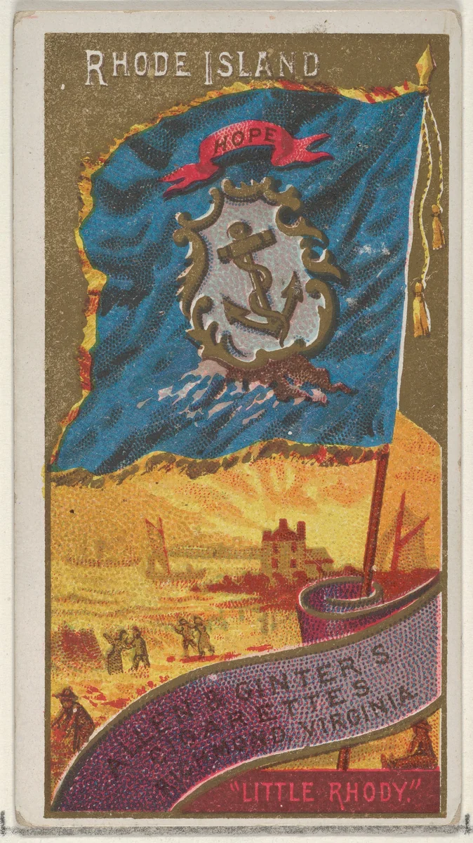 Rhode Island, from Flags of the States and Territories (N11) for Allen & Ginter Cigarettes Brands by Allen & Ginter, print, 1888