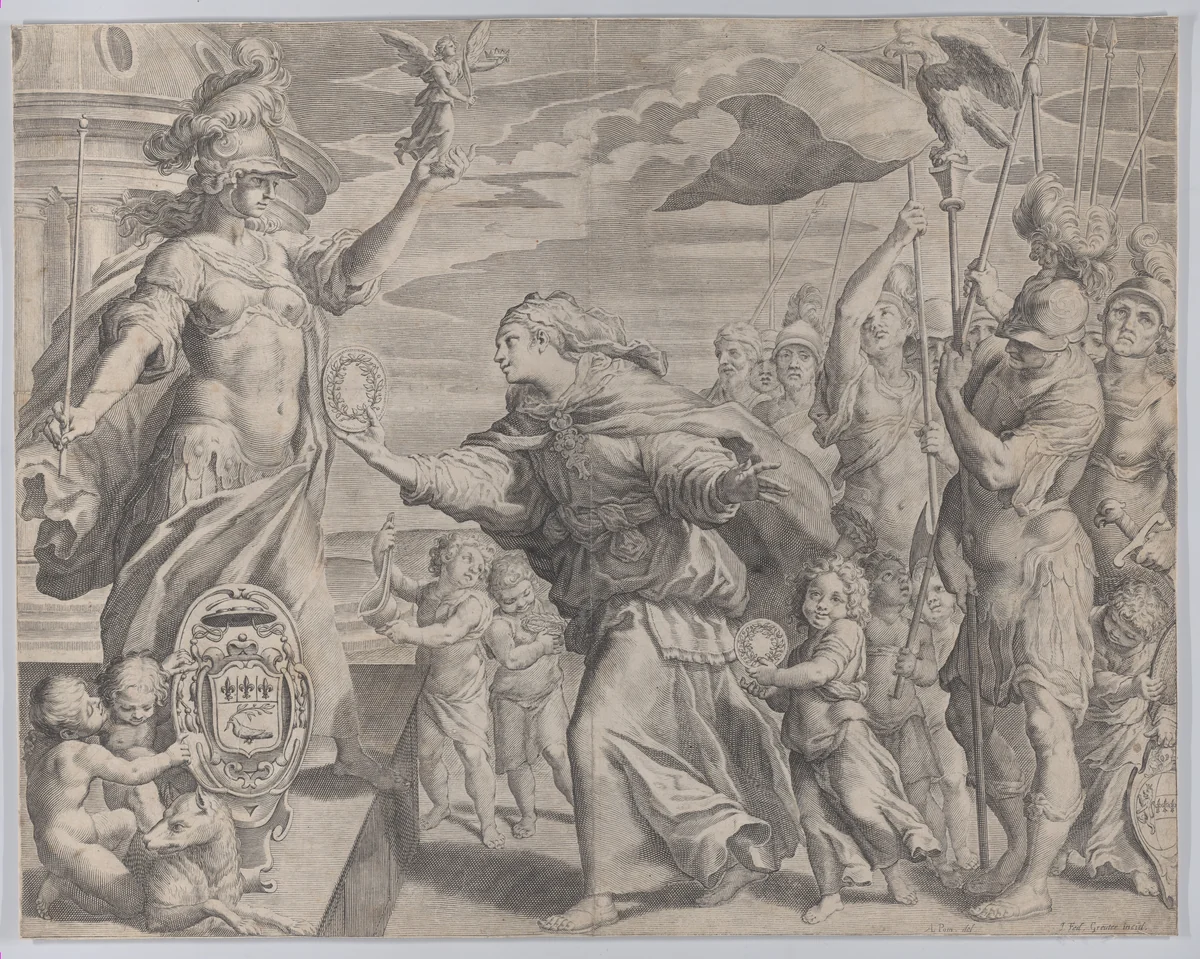 Allegory relating to the Pamphili family by Johann Friedrich Greuter, print, 1605-1662