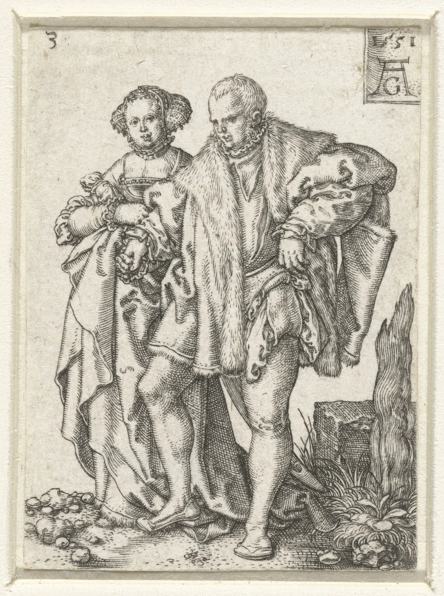 Dansend paar by Unknown, print, 1551