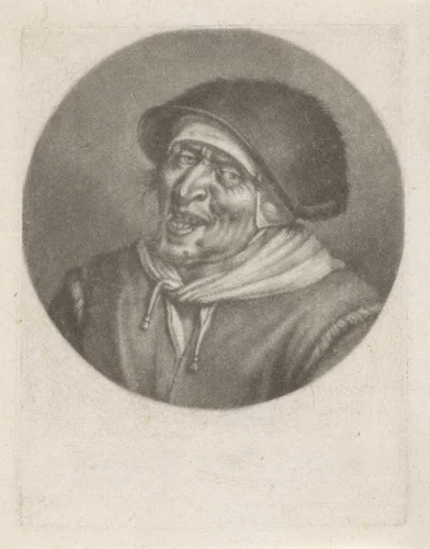 Kop van een zingende man by anonymous, print, 1650-1800