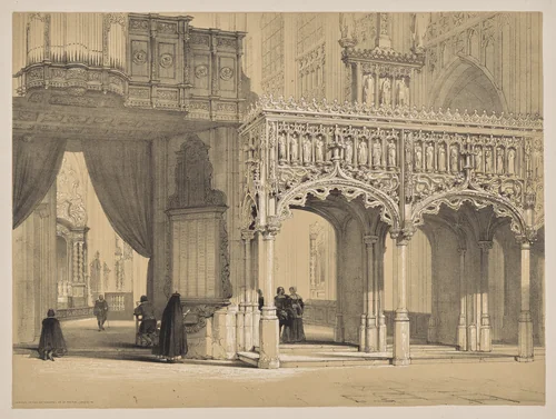 Sketches in Belgium and Germany, First Series, Screen in the Cathedral of St. Peter, Louvain by Louis Haghe, print, 1845