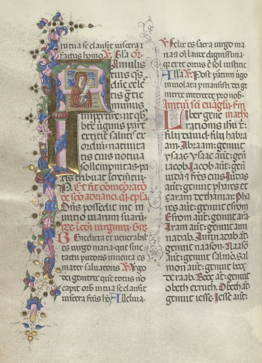 Missale: Fol. 311v: Saint Anne holding the newborn Virgin by Bartolommeo Caporali, book, 1469