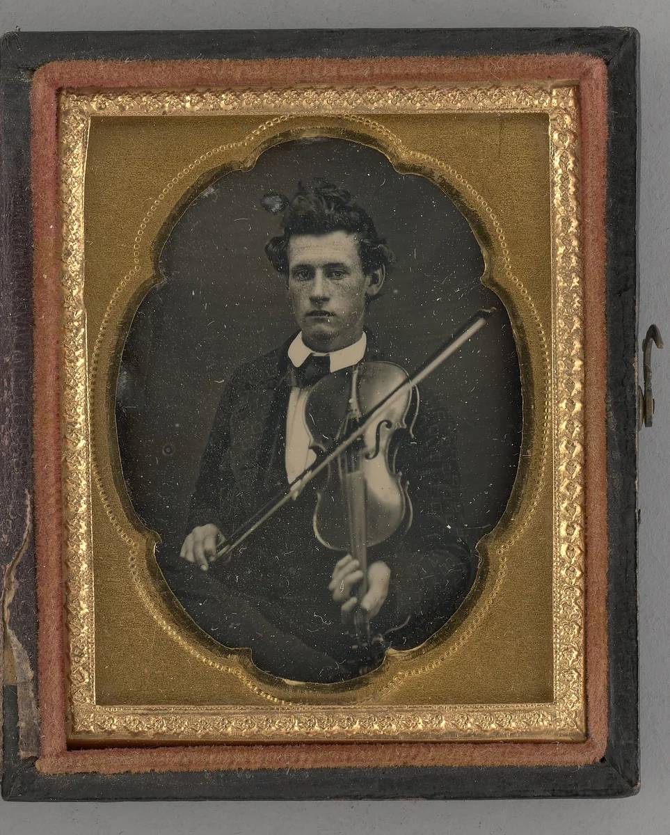 Untitled (Portrait of a Man Holding a Violin) by Unknown maker, other, 1858