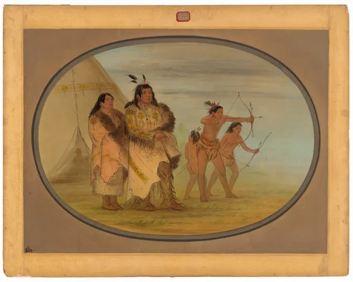 Ojibbeway Indians by George Catlin, painting, 1861-1869