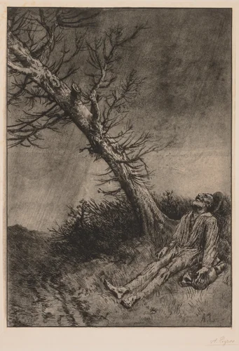 Death of the Vagabond by Alphonse Legros, print, 1870-1880