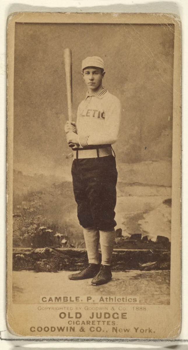 Gamble, Pitcher, Philadelphia Athletics, from the Old Judge series (N172) for Old Judge Cigarettes by Goodwin & Company, photograph, 1888