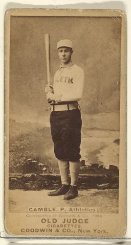 Gamble, Pitcher, Philadelphia Athletics, from the Old Judge series (N172) for Old Judge Cigarettes by Goodwin & Company, photograph, 1888