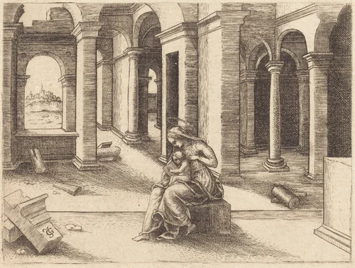 The Virgin and Child by Jean de Gourmont, print, 1471-1566