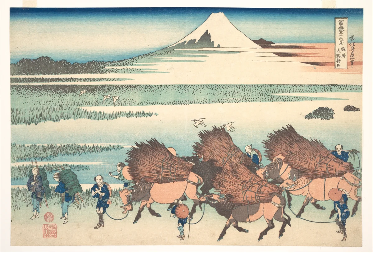 The New Fields at Ōno in Suruga Province (Sunshū Ōno shinden), from the series Thirty-six Views of Mount Fuji (Fugaku sanjūrokkei) by Katsushika Hokusai (葛飾 北斎), print, 1820-1842