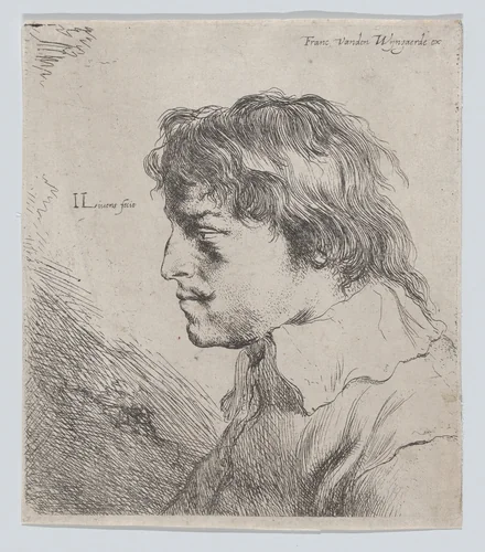 Bust of a Man in Profile to the Left by Jan Lievens, print, 1620-1674