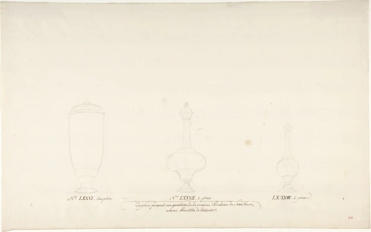 Design for Three Vases by anonymous, drawing, 1765-1790