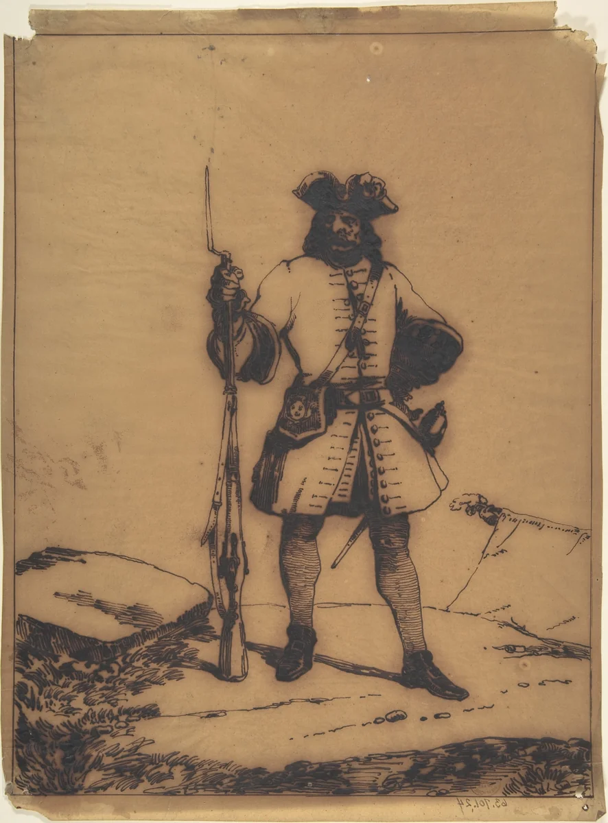 Standing Soldier by Nicolas Toussaint Charlet, drawing, 1812-1845
