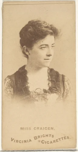 Miss Craigen, from the Actors and Actresses series (N45, Type 1) for Virginia Brights Cigarettes by Allen & Ginter, photograph, 1885-1891
