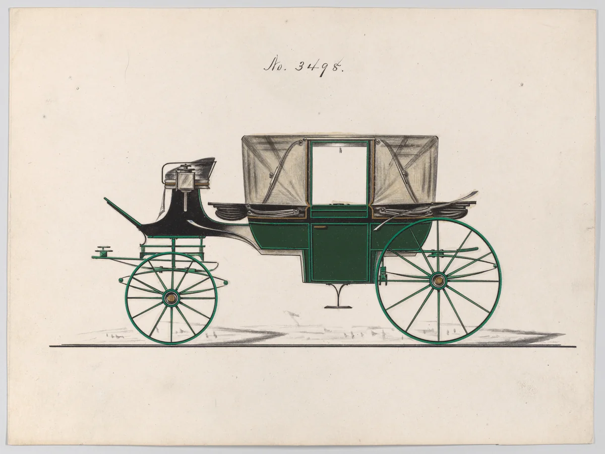 Design for Landau, No. 3498 by Brewster & Co., drawing, 1879
